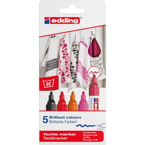 Marker tekstylny e-4500 EDDING, 2-3 mm, 5 szt., mix kolorów