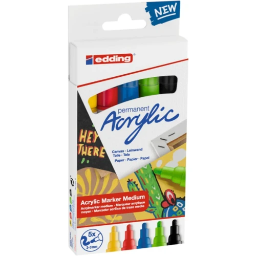 Marker akrylowy średni e-5100 EDDING, 2-3mm, 5 kolorów