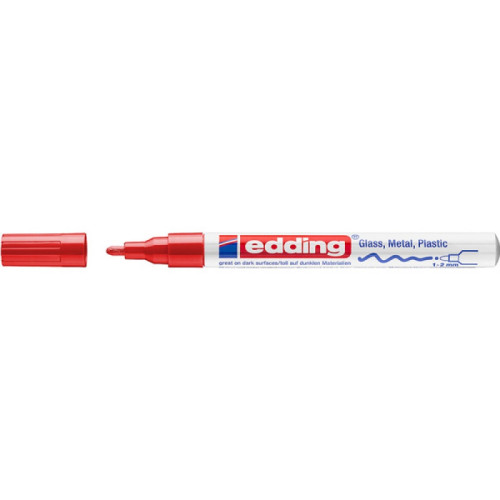 Marker olejowy połyskujący e-751 EDDING, 1-2 mm, czerwony