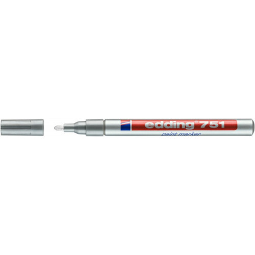 Marker olejowy e-751 EDDING, 1-2 mm, srebrny