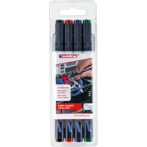 Marker do znakowania kabli e-8407 EDDING, 0,3 mm, 4 szt., mix kolorów