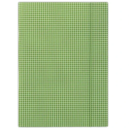 Teczka z gumką DONAU, karton, A4, 400gsm, 3-skrz., zielona w kratę