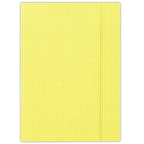 Teczka z gumką DONAU, karton, A4, 400gsm, 3-skrz., żółta w kratę