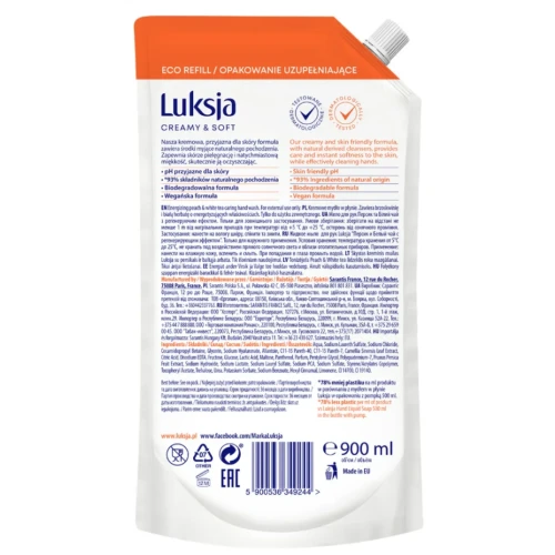 Kremowe mydło w płynie LUKSJA, brzoskwinia, zapas 900ml
