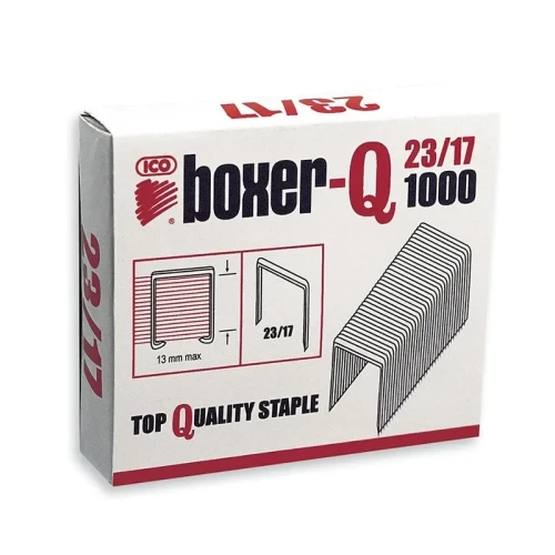 Zszywki ICO Boxer, 23/17, galwanizowane, 1000szt.
