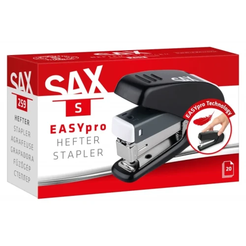 Zszywacz SAX 259 EasyPro S, zszywa do 20 kartek, 24/6, 26/6, czarny