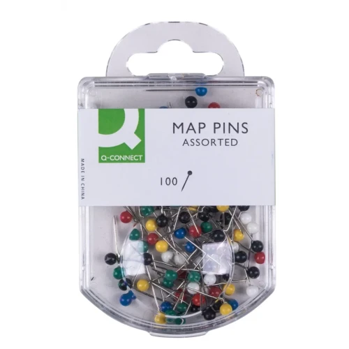 Szpilki Q-CONNECT, 4x20mm, w plastikowym pudełku, 100 szt., mix kolorów
