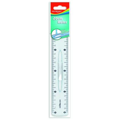 Linijka plastikowa KEYROAD, 20cm, z uchwytem, zawieszka