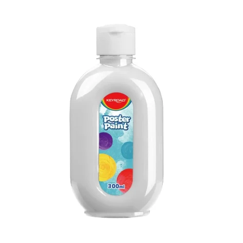 Farba plakatowa KEYROAD, 300ml, butelka, biała