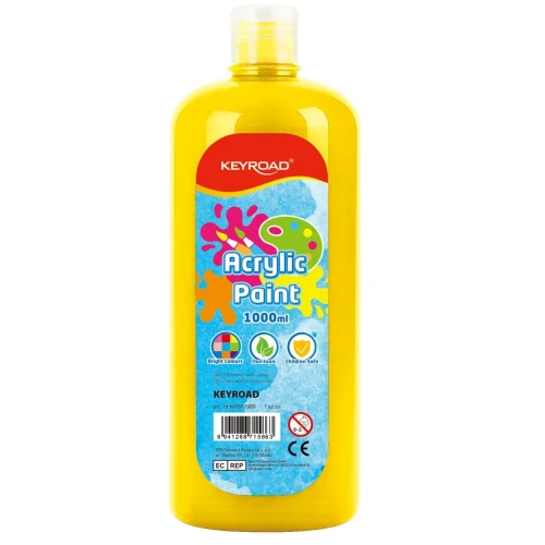 Farba akrylowa KEYROAD, 1000ml, butelka, żółta