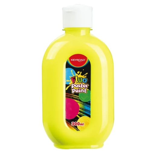 Farba plakatowa KEYROAD, Fluo, 300ml, butelka, neonowa żółta