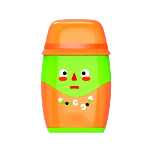 Temperówka plastikowa KEYROAD Hello, z gumką, podwójna, z pojemnikiem, blister, mix kolorów