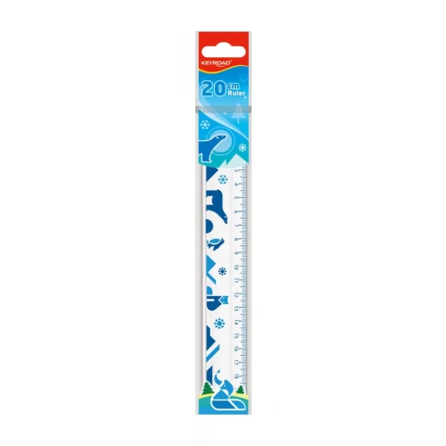 Linijka plastikowa KEYROAD, 20cm, transparentna z nadrukiem deco, zawieszka