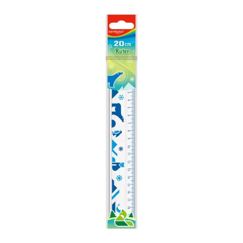 Linijka plastikowa KEYROAD, 20cm, transparentna z nadrukiem deco, zawieszka