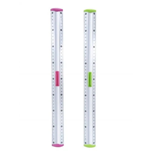 Linijka aluminiowa KEYROAD, z uchwytem na ołówek, 40cm, blister, mix kolorów