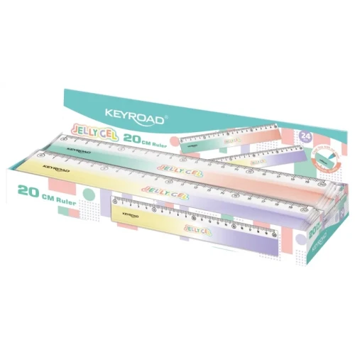 Linijka KEYROAD Jelly Gel, 20cm, display, mix kolorów