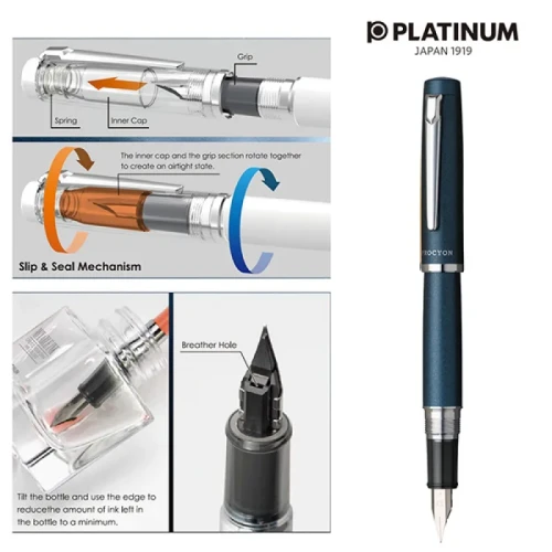 Pióro wieczne PLATINUM Procyon Deep Sea, F, niebieskie