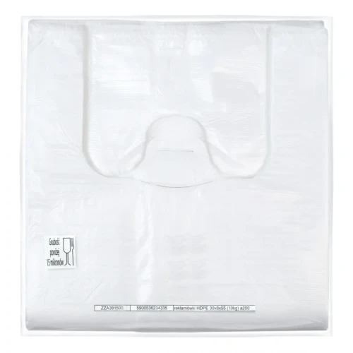 Reklamówka SARANTIS, HDPE, średnia, 30/8/55 cm, 11 mikr., 200 szt., biała