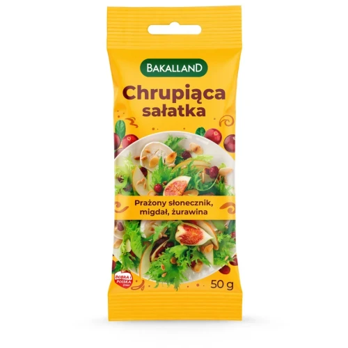 Chrupiąca sałatka BAKALLAND, mix prażonych ziaren z żurawiną, 50g