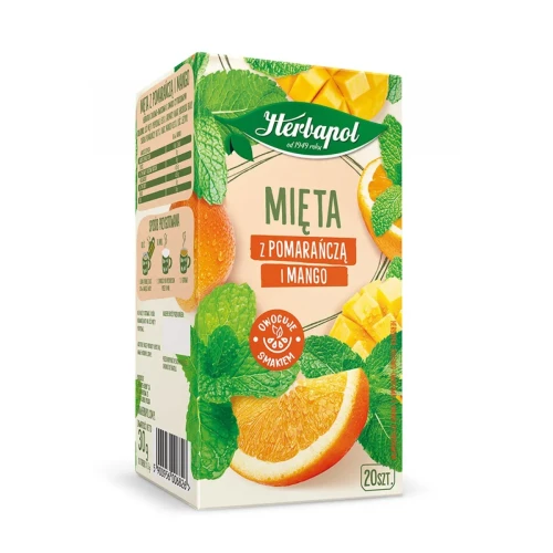 Herbata HERBAPOL Zielnik Polski, mięta z pomarańczą i mango, 20 torebek