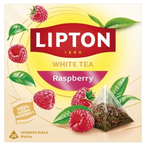 Herbata LIPTON biała, malina, 20 torebek