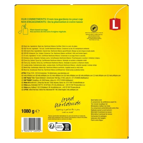 Herbata LIPTON czarna, Yellow Label, 600 kopert