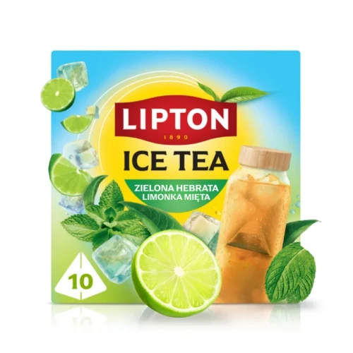 Herbata LIPTON, do parzenia na zimno, mięta i limonka, 10 torebek
