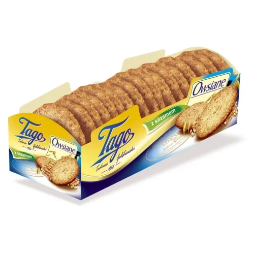 Ciastka owsiane z sezamem TAGO, 185g, krótki termin ważności