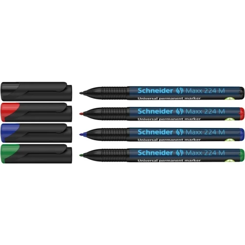 Zestaw foliopisów permanentnych SCHNEIDER Maxx 224, M, 1,0mm, 4 szt., miks kolorów