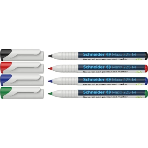 Zestaw foliopisów niepermanentnych SCHNEIDER Maxx 225 M, 4 szt., w etui, mix kolorów