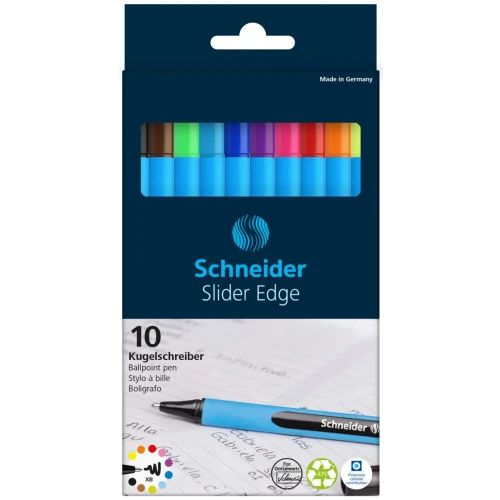 Zestaw długopisów w etui SCHNEIDER Slider Edge, XB, 10 szt., miks kolorów