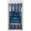 Pióro kulkowe Schneider ONE Hybrid C 0,3 mm, 4 szt., pudełko z zawieszką, mix kolorów