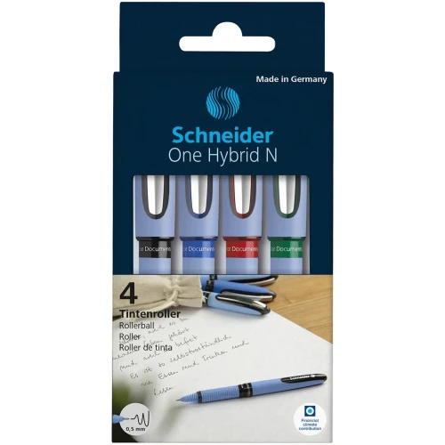 Pióro kulkowe Schneider ONE Hybrid N 0,5 mm, w etui 4 szt., miks kolorów