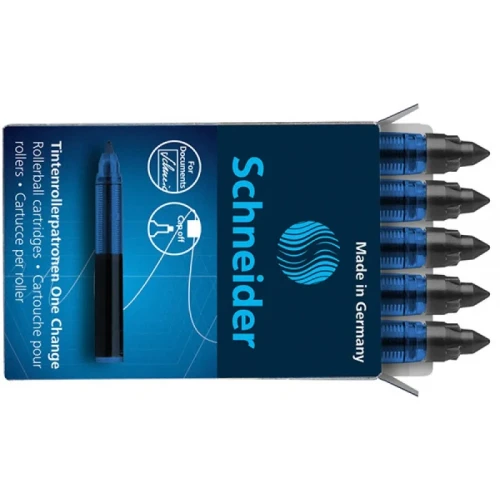 Kartridże SCHNEIDER One Change, do piór kulkowych, 0,6mm, 5szt., czarne