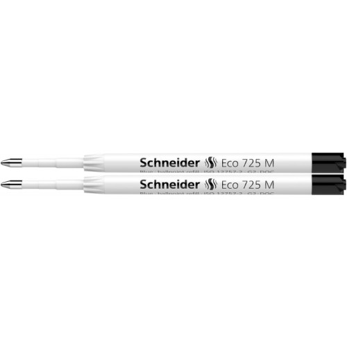 Wkład eco 725 do długopisu SCHNEIDER, M, 2 szt., blister, czarny