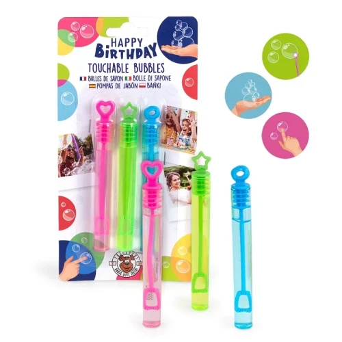 Zestaw niepękających baniek mydlanych TRENDHAUS Birthday FUN, 3 x 4ml, mix kolorów