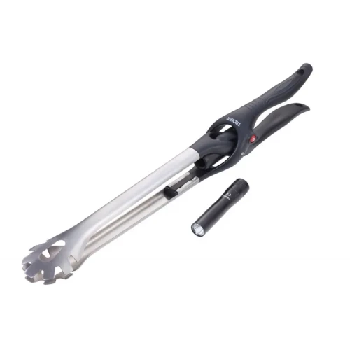 Szczypce do grilla TROIKA BBQ + LIGHT, z latarką LED, czarne
