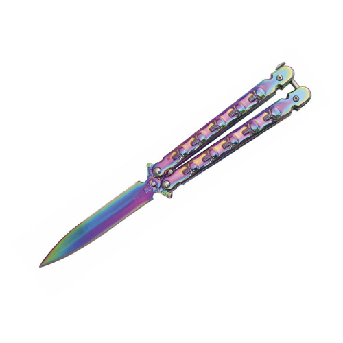 Nóż Albainox 02217 Rainbow Skulls Balisong