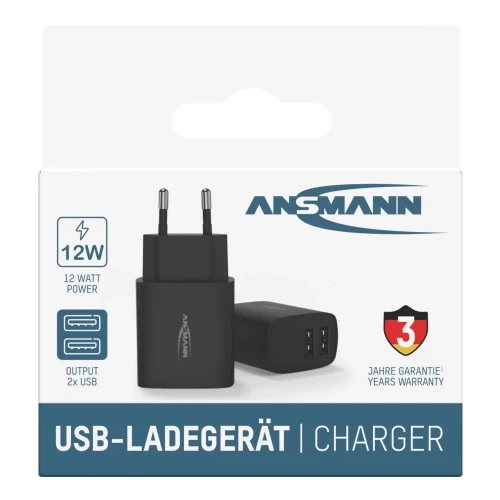 Ładowarka Ansmann HC212 czarna 2x USB 12W, 2.4A