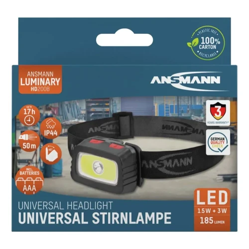 Latarka czołowa LED Ansmann HD200B, 185 lm, 3xAAA