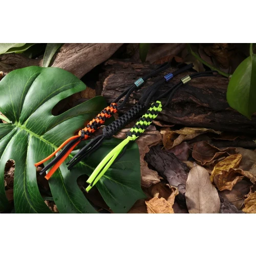 Zawieszka Paracord WE Orange/Black + Ti Bead Blue