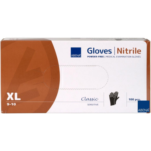 Rękawice nitrylowe bezpudrowe rozmiar 'XL' ABENA 100szt. czarne