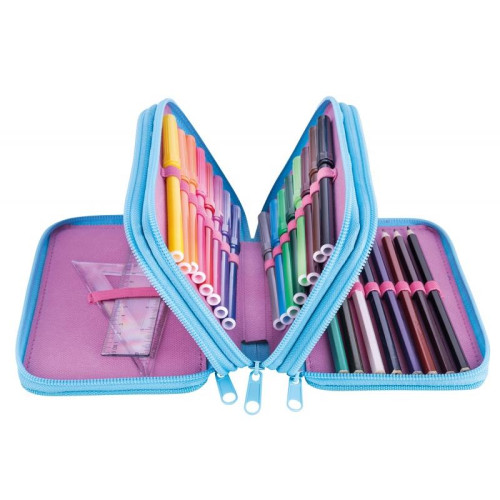 Piórnik szkolny GIMBOO, z wyposażeniem, 3 komory, sweet, różowy-10354277