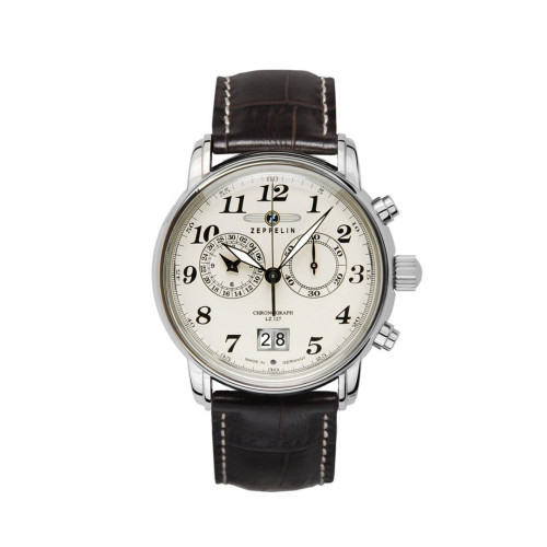 Zeppelin 7684-5 zegarek Wrist watch Męski Kwarc Srebrny