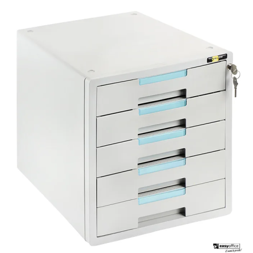 Szafka na dokumenty YELLOW ONE YL-SP05GY plastikowa - 5 szufl. + zamek, szaro-niebieska 120-1893