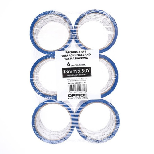 Taśma pakowa OFFICE PRODUCTS, 48mm x 50y, 36mic, EAN na 1szt., niebieska-11718866
