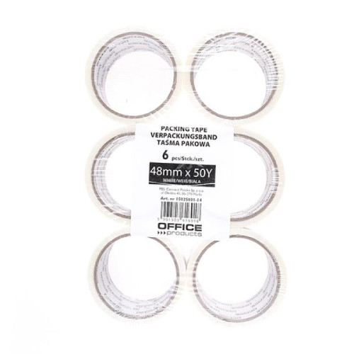 Taśma pakowa OFFICE PRODUCTS, 48mm x 50y, 36mic, EAN na 1szt., biała-11718878
