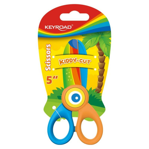 Nożyczki szkolne KEYROAD, 5", Kiddy-cut, plastikowe, blister, mix kolorów