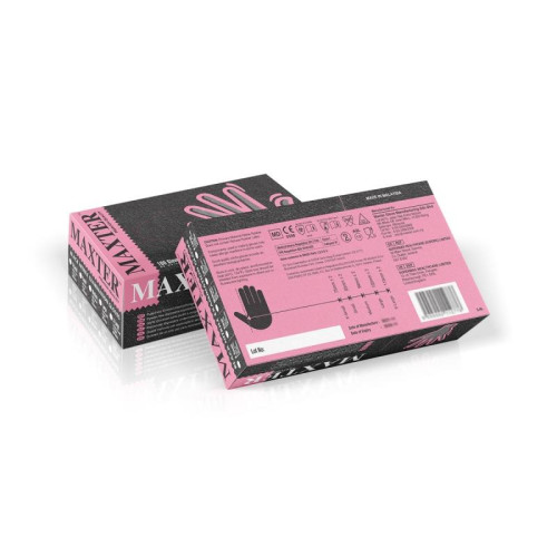 Rękawice nitrylowe bezpudrowe, MAXTER, 100 szt., rozmiar S, czarne-11732345
