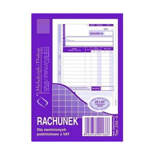 232-5 Rachunek A6 (pion) ory.+kop. 80k Michalczyk i Prokop
